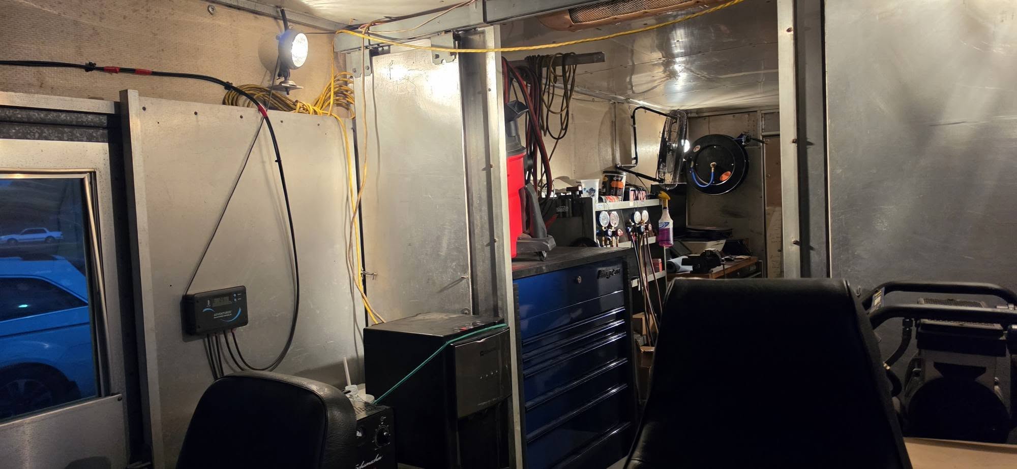 Tool cabinets and equipment inside the service unit